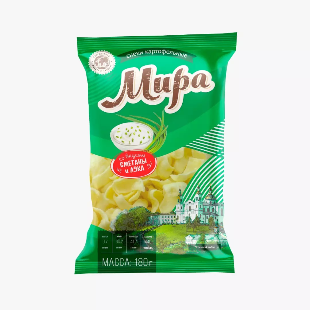Снеки картофельные «Мира» 180гр. со вкусом сметаны и лука
