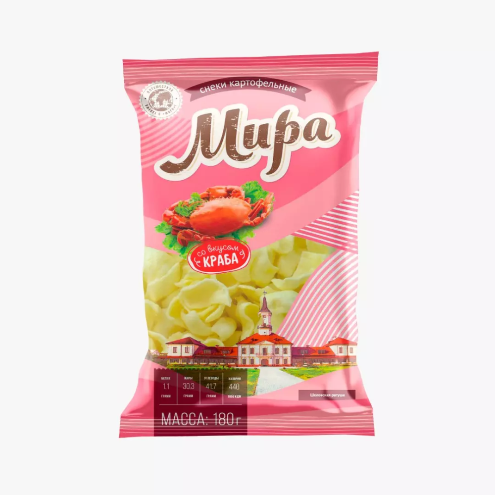 Снеки картофельные «Мира» 180гр. со вкусом краба