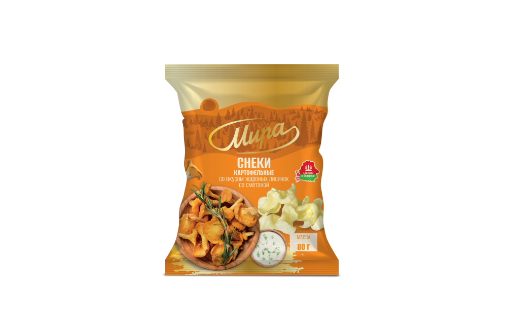 Снеки картофельные «Мира» 80гр. со вкусом жареных лисичек со сметаной