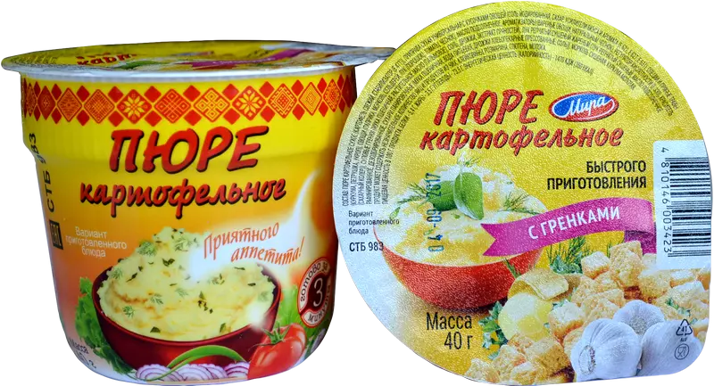 Пюре картофельное быстрого приготовления в стаканчиках с гренками