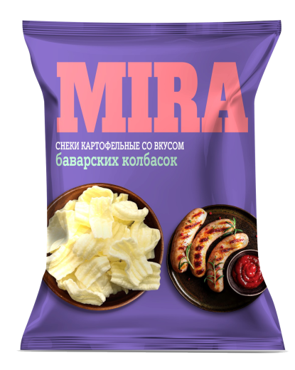 Снеки картофельные «Мира» 160гр. со вкусом баварских колбасок