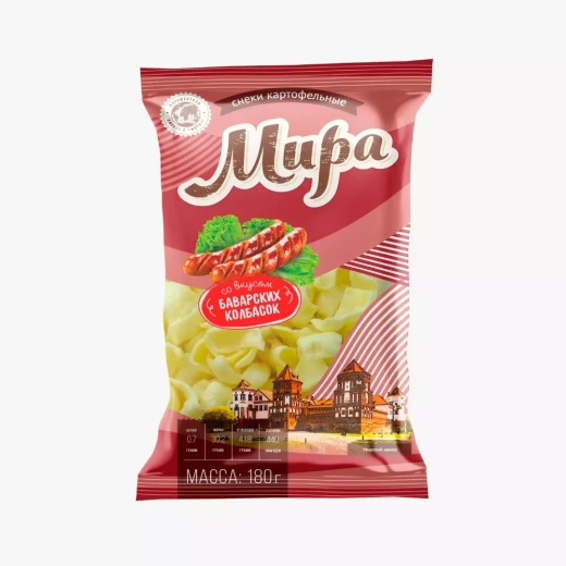 Снеки картофельные «Мира» 180гр. со вкусом баварских колбасок