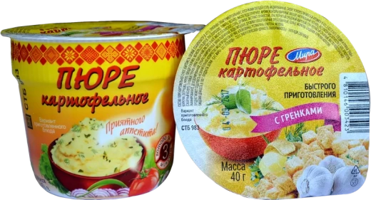 Пюре картофельное быстрого приготовления в стаканчиках с гренками