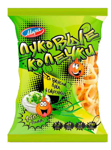 Снеки пшенично-картофельные «Колечки луковые» со вкусом лука и сметаны